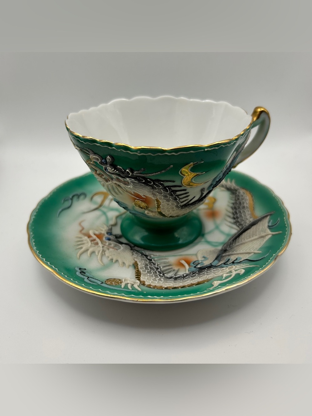 Moriage Dragonware Tea Cup Saucer